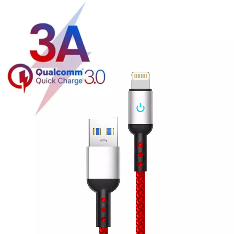 Lightning Charging Cable – USB-A to Lightning, 2.4A Fast Charging, 1.2m, Red/Black