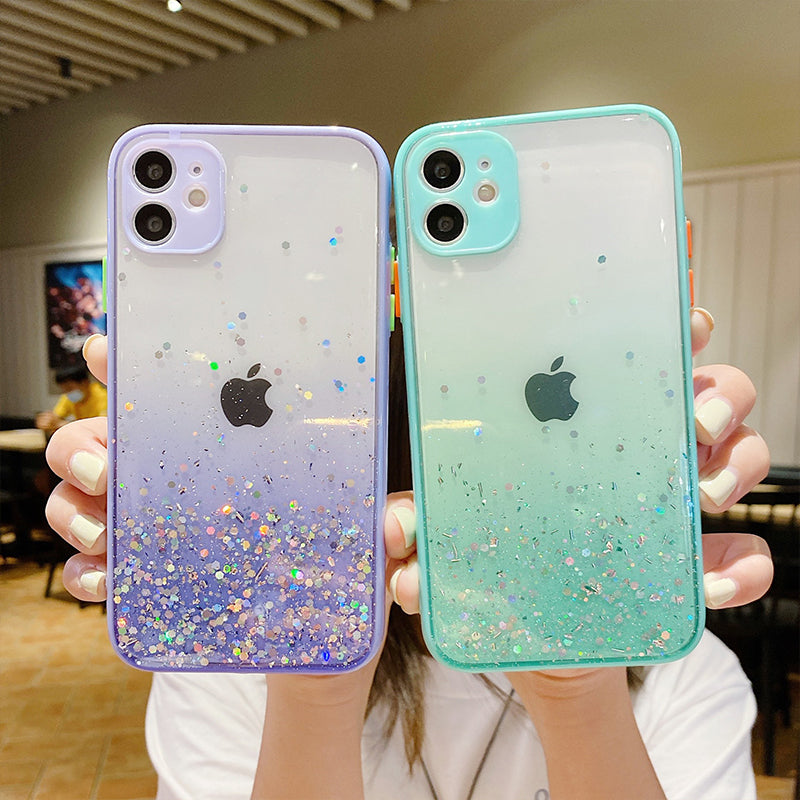 Glitter Phone Case for iPhone 14, 14 Plus, 14 Pro, 14 Pro Max – Black, Pink, White, Yellow, Purple, Green