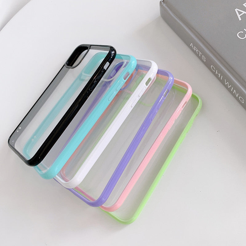 Colored Rim Phone Case for iPhone 14, 14 Plus, 14 Pro, 14 Pro Max –Black,Purple,Green,Blue,White,Aqua,Pink