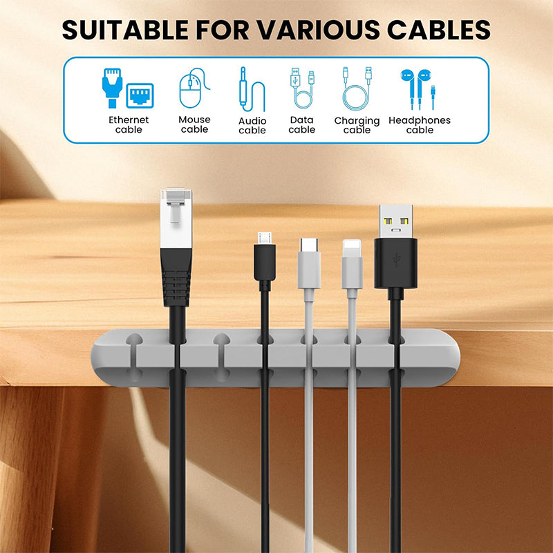 Multi-Slot USB Cable Organiser - 7/5/3 Slot Desktop Cord Management Clip for Neat Wire Holding