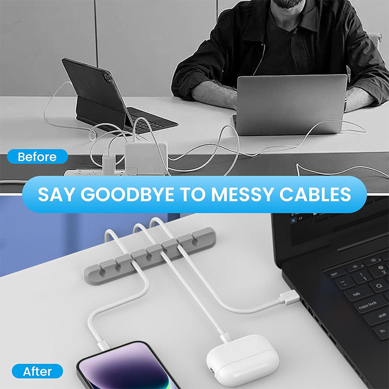Multi-Slot USB Cable Organiser - 7/5/3 Slot Desktop Cord Management Clip for Neat Wire Holding