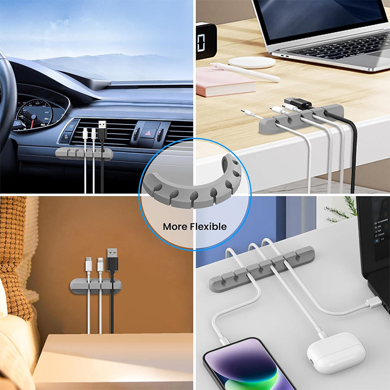 Multi-Slot USB Cable Organiser - 7/5/3 Slot Desktop Cord Management Clip for Neat Wire Holding