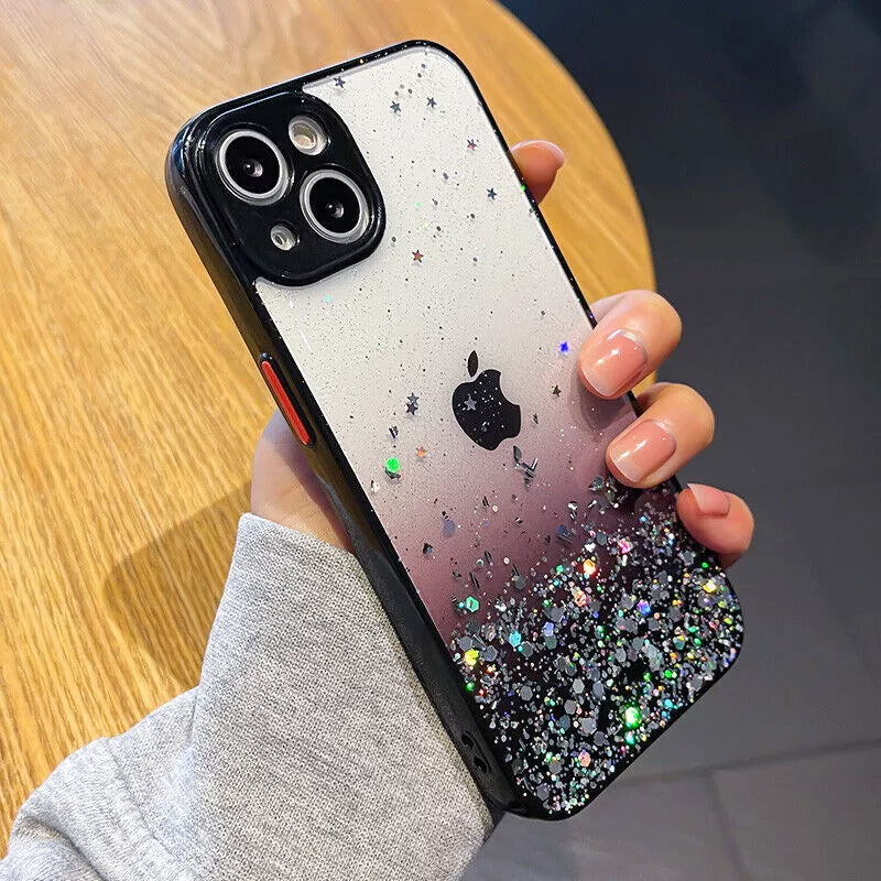 Glitter Phone Case for iPhone 14, 14 Plus, 14 Pro, 14 Pro Max – Black, Pink, White, Yellow, Purple, Green