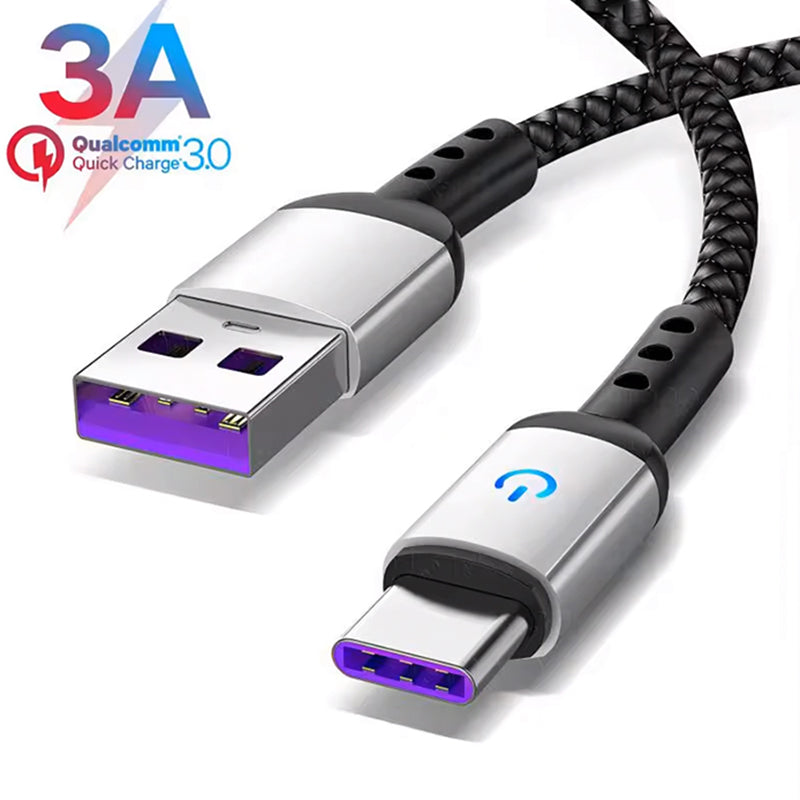 USB-A to USB-C Cable - Supports 3A Fast Charging 1.2m