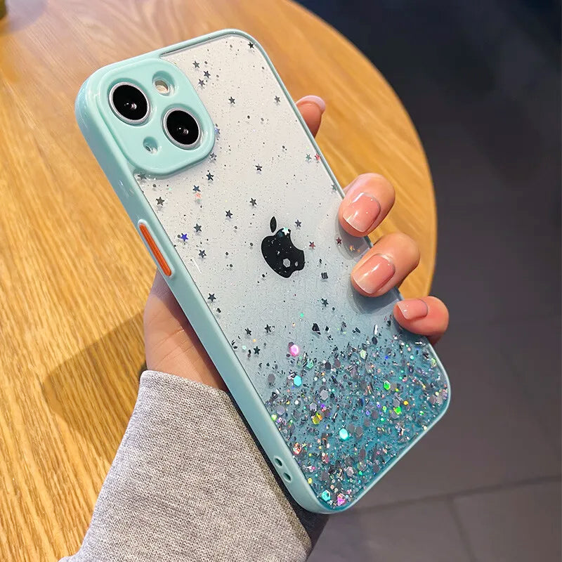 Glitter Phone Case for iPhone 14, 14 Plus, 14 Pro, 14 Pro Max – Black, Pink, White, Yellow, Purple, Green