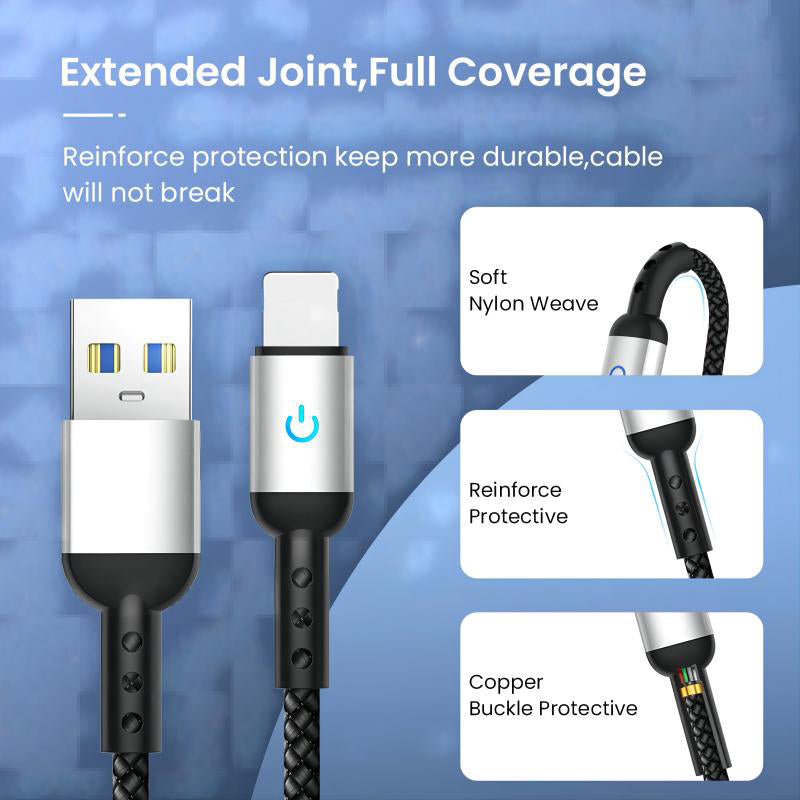 Lightning Charging Cable – USB-A to Lightning, 2.4A Fast Charging, 1.2m, Red/Black