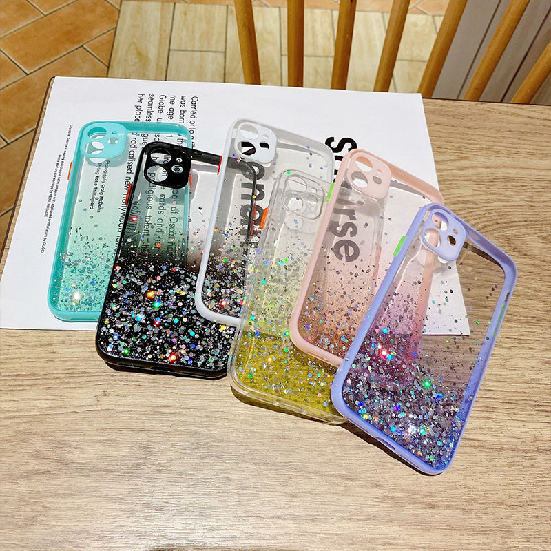 Glitter Phone Case for iPhone 14, 14 Plus, 14 Pro, 14 Pro Max – Black, Pink, White, Yellow, Purple, Green