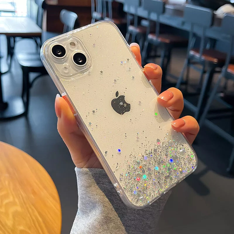 Glitter Phone Case for iPhone 14, 14 Plus, 14 Pro, 14 Pro Max – Black, Pink, White, Yellow, Purple, Green