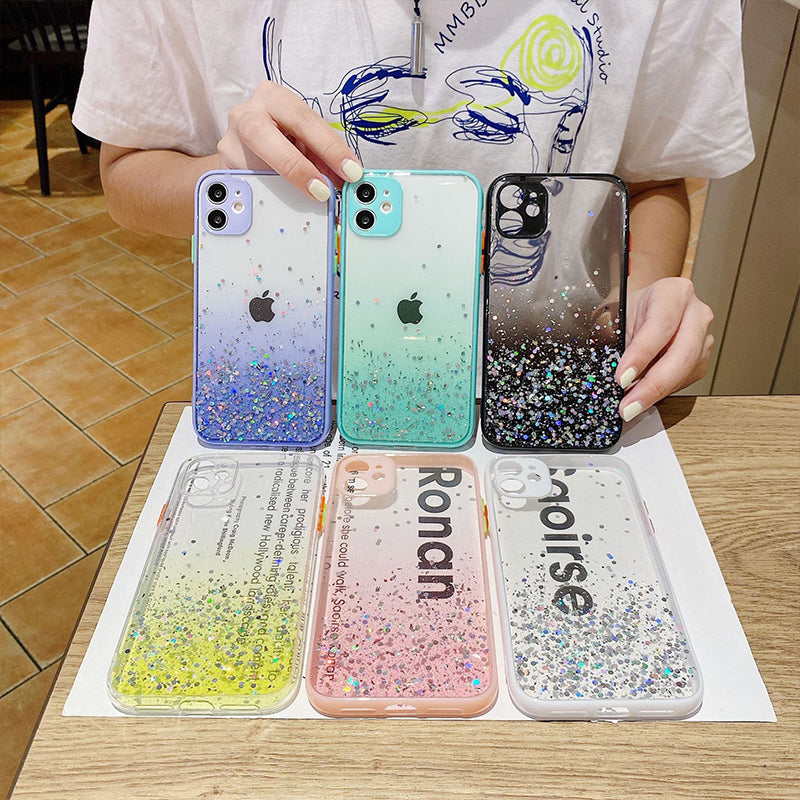 Glitter Phone Case for iPhone 14, 14 Plus, 14 Pro, 14 Pro Max – Black, Pink, White, Yellow, Purple, Green