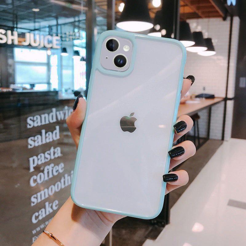 Colored Rim Phone Case for iPhone 14, 14 Plus, 14 Pro, 14 Pro Max –Black,Purple,Green,Blue,White,Aqua,Pink