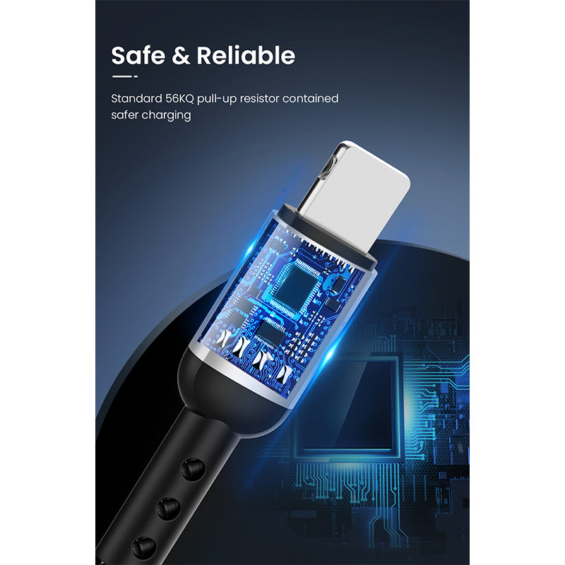 Lightning Charging Cable – USB-A to Lightning, 2.4A Fast Charging, 1.2m, Red/Black