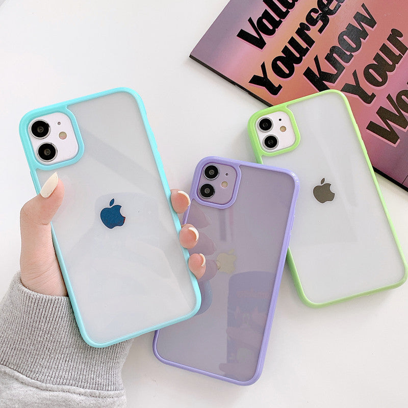 Colored Rim Phone Case for iPhone 14, 14 Plus, 14 Pro, 14 Pro Max –Black,Purple,Green,Blue,White,Aqua,Pink