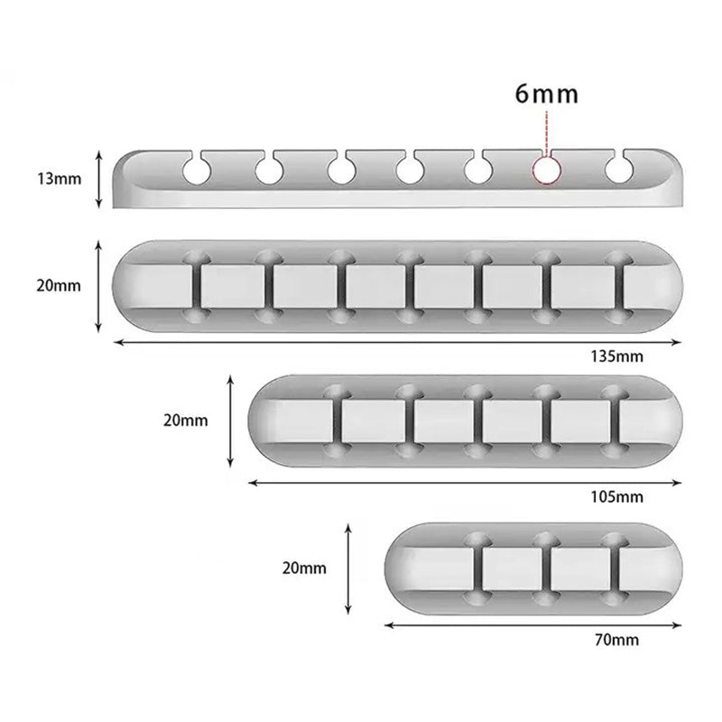 Multi-Slot USB Cable Organiser - 7/5/3 Slot Desktop Cord Management Clip for Neat Wire Holding